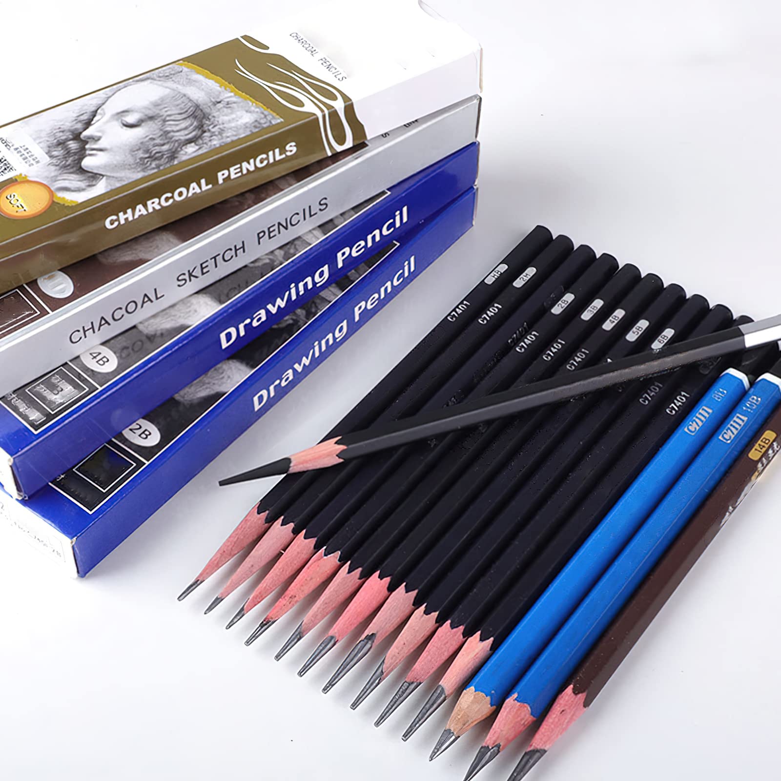 Amazon | スケッチ鉛筆 アートペインティング 木製鉛筆 プロ鉛筆 12本